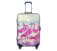 Flock Of Pink Flamingos On The Beach Bagagli Copertura Elastica Lavabile Stretch Protector Anti Graffio Viaggio Copertura, bianco, Small