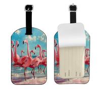 Flock of Pink Flamingos on the Beach - Etichette per borse con stampa elegante, 10 x 7 cm, accessorio essenziale da viaggio