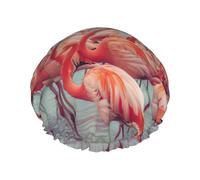 Flock Of Pink Flamingos On The Beach Shower Caps Women Reusable Large Shower Cap Men Quickdry Care Hair Long Short Kids Bath