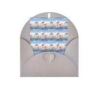 Flock Of Pink Flamingos On The Beach stampa verticale carta bianca per auguri di ringraziamento per te (Thinking of You biglietto di compleanno)