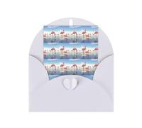 Flock Of Pink Flamingos On The Beach stampa verticale carta bianca per auguri di ringraziamento per te (Thinking of You biglietto di compleanno)