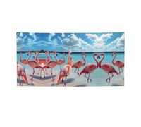 Flock Of Red Flamingos On The Beach Stampa Versatile Party Banner,Migliori bandiere Banner per Eventi,Decorazioni per feste di compleanno