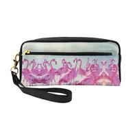 Flock of Red Flamingos On The Beach Trousse per cosmetici da donna, borsa da viaggio per accessori da toilette organizer con cerniera idea regalo, Nero , Taglia unica, Astuccio per trucchi