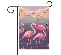 Flock of Tropical Flamingos Bandiera da giardino su entrambi i lati, 30,5 x 45,7 cm, bandiera verticale in lino, bandiere per la casa durevoli per feste decorative all'aperto