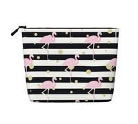 Flock of Tropical Flamingos - Beauty case da viaggio in canapa finta, riutilizzabile, per cosmetici, accessori, articoli da toeletta da donna, molteplici usi, Nero , Taglia unica