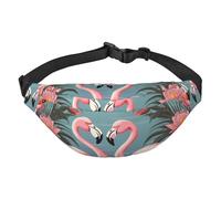 Flock of Tropical Flamingos - Marsupio a tracolla regolabile, grande, da viaggio, unisex, Nero , Taglia unica, Zaino casual