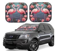 Flock of Tropical Flamingos - Parasole per parabrezza auto, pieghevole, 2 pezzi, parasole per finestrino anteriore, universale, copertura interna per auto