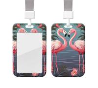 Flock of Tropical Flamingos - Porta badge con cordino, impermeabile, per chiavi, carte d'identità, con finestra trasparente per nome, per donne e uomini, lavoro, ufficio, dottore, infermiere