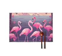 Flock of Tropical Flamingos - Set di 4 tovagliette lavabili, resistenti al calore, per cucina, feste, tavolo da pranzo, decorazione per interni ed esterni, 4 pezzi
