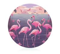 Flock of Tropical Flamingos Tagliere per cucina Mini tagliere leggero per picnic rotondo in vetro temperato con resistente ai graffi facile da pulire