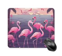 Flock of Tropical Flamingos Tappetino per mouse quadrato da gioco ultra sottile, superficie liscia e base in gomma antiscivolo, impermeabile, confortevole, per computer e laptop, 25 x 30 cm