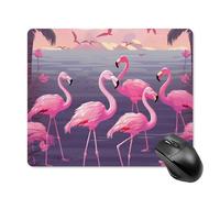 Flock of Tropical Flamingos Tappetino per mouse quadrato da gioco ultra sottile, superficie liscia e base in gomma antiscivolo, impermeabile, confortevole, per computer portatili, 18 x 22 cm