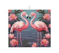 Flock of Tropical Flamingos - Tappetino scolapiatti per bancone della cucina, 45,7 x 40,6 cm, super assorbente, in microfibra, antiscivolo, extra large, tappetino scolapiatti da cucina