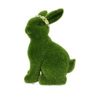 Flocked Bunny, Easter Figurine, Moss Resin Bunny Decor, Soft-Texture Accent for Seasonal Displays, Charming Figurine for Spring Styles, Home Garden Ornament for Indoor Desk Table Shelf Porch Patio