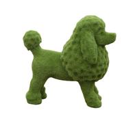 Flocked Dog Statue, Resin Flocked Poodle Garden Decor, Resin Green Sculpture, Collectible Figurine for Home, Patio, Backyard, and Lawn Decorations, 6.57x3.15x6.5 Inches