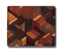 Flodirise Tappetino per mouse portatile con motivo a piastrelle in legno, marrone, 30 x 25 cm