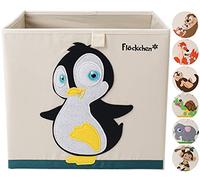 Flöckchen Scatola portaoggetti per bambini, scatola per giocattoli per la cameretta dei bambini, 33 x 33 x 33 cm, adatta allo scaffale Kallax, motivo animali (papillon il pinguino)