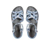Floerns Sandali da donna Criss Cross in denim, con cinturino alla caviglia, Blu, 38.5 EU