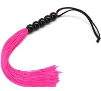 Flogger Session 15in con Manico in Legno e Cordoncini in Gomma per Sessuale, Sensazioni da Lieve a Intenso, Comodo da Impugnare e Viaggio, Rosa