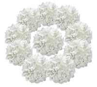 Flojery, Composizione sferica di ortensie in seta, con steli, per decorazione della casa, matrimonio, confezione da 10 (bianco)