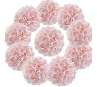 Flojery, Composizione sferica di ortensie in seta, con steli, per decorazione della casa, matrimonio, confezione da 10 (rosa confetto)