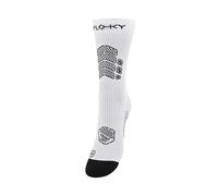 FLOKY AXIST 3D calze da calcio e rugby biomeccaniche. Calza a compressione, antiscivolo. Caviglia stabilizzata, protezione tendine d'Achille, massimo grip, supporto plantare. Bianco M-L