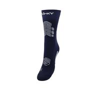 FLOKY AXIST 3D calze da calcio e rugby biomeccaniche. Calza a compressione, antiscivolo. Caviglia stabilizzata, protezione tendine d'Achille, massimo grip, supporto plantare. (Blu Navy, L-XL)