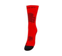 FLOKY AXIST 3D calze da calcio e rugby biomeccaniche. Calza a compressione, antiscivolo. Caviglia stabilizzata, protezione tendine d'Achille, massimo grip, supporto plantare. Rosso XS-S