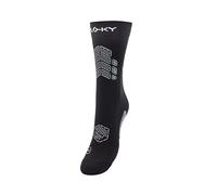 FLOKY AXIST 3D calze da calcio e rugby biomeccaniche. Calza a compressione, antiscivolo. Caviglia stabilizzata, protezione tendine d'Achille, massimo grip, supporto plantare. Nero M-L
