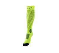 FLOKY, Calze Running Run-Up Long, Calze a Compressione Uomo e Donna, Adatte per attività di Lunga Durata Come Running e Trekking, Protezione Infortuni, Taglia S, Colore Giallo-Flou, Made in Italy