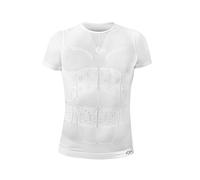 FLOKY Maglia biomeccanica OXY-Gen. Migliora la respirazione e Le Performance Sportive. Intimo a Compressione mirata con Inserti siliconici. Supporto Lombare e posturale. Manica Corta. Bianco S-M