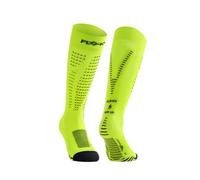 FLOKY RUN UP LONG calze biomeccaniche per running e trekking. Calza alta a compressione. Protezione tendine d'Achille e muscoli gamba, supporto plantare. Massima riduzione vibrazioni (Giallo Fluo, M)