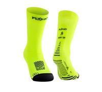 FLOKY RUN UP MEDIUM calze biomeccaniche per running e trekking. Calza a compressione. Protezione tendine d'Achille e muscoli gamba, supporto plantare. Massima riduzione vibrazioni. (Giallo Fluo, L-XL)