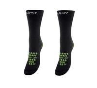 FLOKY S-Mash 2.0 calze biomeccaniche tennis e padel, antiscivolo. Protezione caviglia e tendine d'Achille. (IT, Testo, M, L, Regular, Regular, Nero - Verde Fluo)