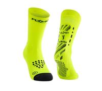 FLOKY S-Mash 3D calze padel biomeccaniche. Calza tennis e padel, antiscivolo. Caviglia stabilizzata, protezione tendine d'Achille, supporto plantare per comfort e recupero. (Giallo Fluo, XS-S)