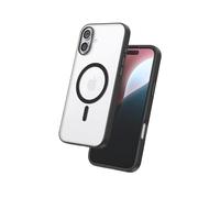 FLOLAB Surtect Tri-Fusion - Cover magnetica protettiva per iPhone 16, design sottile, compatibile con Magsafe, alta resistenza, nero totale opaco/trasparente
