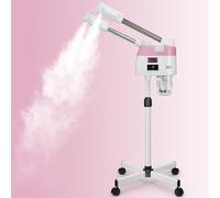 FLOLXNB Vaporizzatore facciale professionale per estetica, vapore facciale 2 in 1 con nebbia calda e fredda, vapore facciale regolabile in altezza, vapore facciale deozono rosa per salone spa in Cas