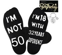 Flomiara 30°/40°/50°/60°/70° compleanno per uomini, papà, amici, famiglia, 3 idee divertenti calzini con biglietti di auguri, portachiavi con candela in metallo di compleanno, 6-11 UK, 38-45 eur