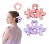 Flomiara 5 fermagli per capelli a forma di fiore da donna, stile hawaiano, accessori per capelli estivi da viaggio, tenuta laterale, con stampa, forcina per capelli spessi e sottili, polvere di carne