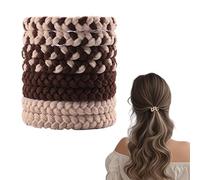 Flomiara 8 elastici per capelli da 5,5 cm, elastici per coda di cavallo, senza metallo, per donne, ragazze, bambini, uomini, capelli spessi, set di supporti per coda di cavallo color caffè