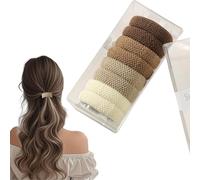 Flomiara 8 elastici per capelli, elastici per coda di cavallo, non danneggiano le pieghe, per donne e ragazze, per coda di cavallo, in morbido cotone spesso senza cuciture e spessi e sottili ricci