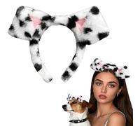 Flomiara Cerchietto per capelli con orecchie di cane dalmata, soffice cerchietto per capelli in stile cartone animato, per trucco della pelle, accessorio per cosplay, feste, copricapo per cuccioli per