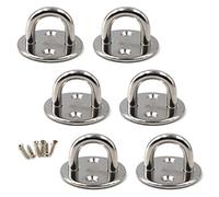 Flomore Gancio da soffitto M6 con piastra a occhiello in acciaio inossidabile 304, gancio per montaggio a parete, resistente per appendere (confezione da 6, viti incluse)