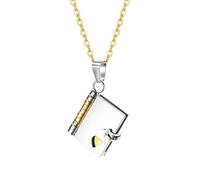 Flonge Collana con ciondolo a forma di libro d'amore, collana apribile con lettera d'amore, regalo per coppie, Acciaio inossidabile
