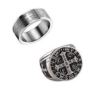 Flongo 2pcs Anello Croce Preghiere colore argento regalo Natale