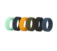 Flongo Anelli in silicone da uomo, 8 mm di larghezza, in gomma elastica, set di 6 anelli sportivi e da lavoro, comodi anelli nuziali per uomini, per allenamento e fitness, taglia 57, 65(20,7) 11