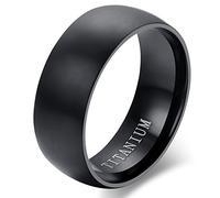 Flongo Anello di fidanzamento, Anello di titanio nero, Classic Vintage anelli Uomo, Anello nuziale, Buon regalo per il vostro amore, Misura 17