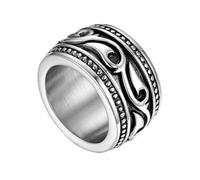 Flongo Anello di Fidanzamento per Uomo, Anello di Tenuta Grande Celtico Anello Irlandese Vikings Celtiche, Amuleto Anello in Acciaio Inox, Taglia Grande 27