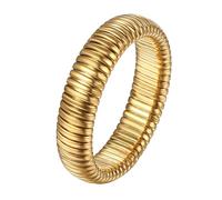 Flongo Anello elastico Chunky unisex: oro argento acciaio inox anello semplice 6 mm autentico classico elastico micro elastico impilabile resistente allo stress elegante regalo donna uomo