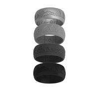 Flongo Anello in silicone da uomo con montagna e albero: 4 pezzi traspirante 8,5 mm gomma trauring per sport e lavoro - fede nuziale elastica con ventilazione incrociata - taglia 57, 65(20,7) 11